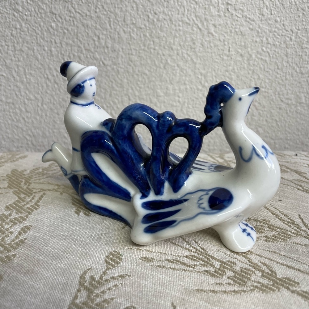 VTG Gzhel Firewolf Porcelain USSR Handpainted Figurine